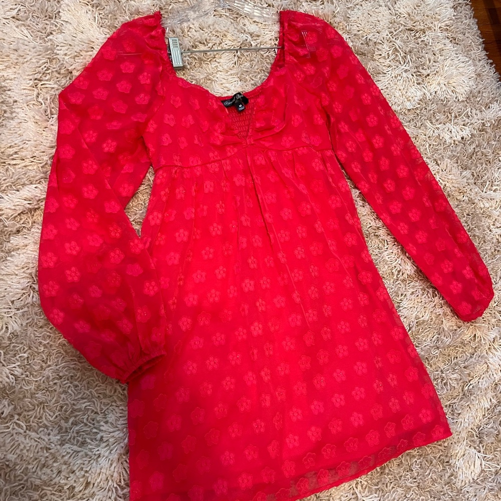 Crystal Doll Red Bishop Sleeve Sundress
